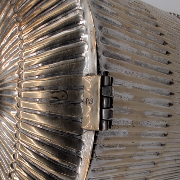 Silver and Gold Toned Decorative Trinket Jewelry Box - Picture 4 of 11